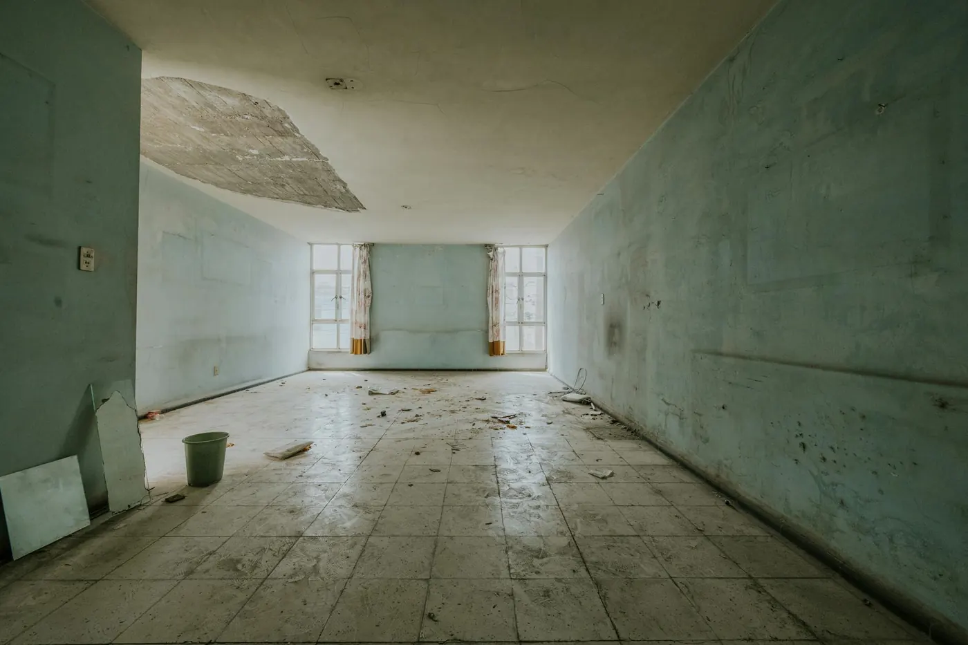 Water-damaged interior before restoration by Reliable Contractor Services
