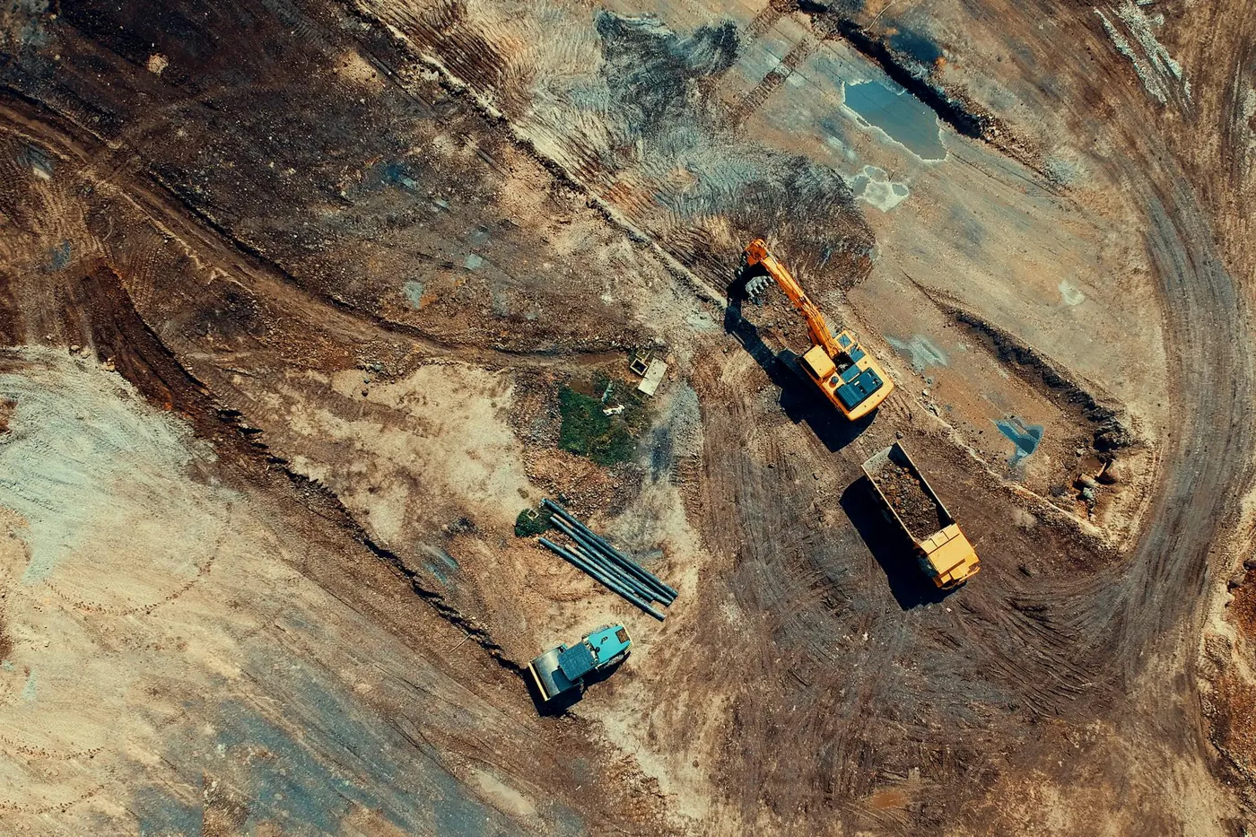 Aerial view of an active excavation site by Reliable Contractor Services